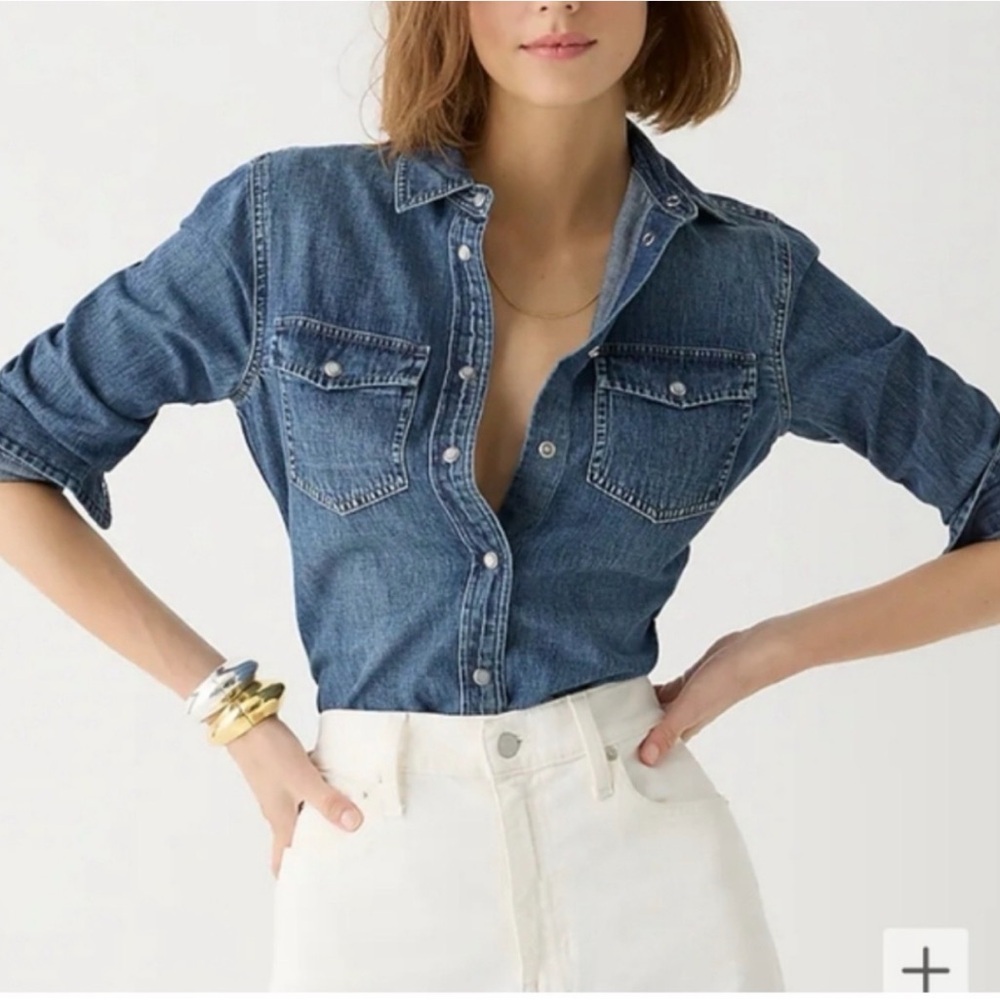 J.Crew Western Pearl Snap Chambray Shirt Style G2533